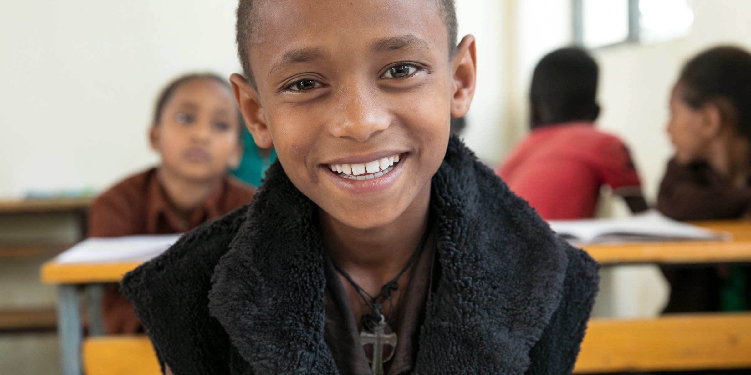 A 4th grade student at Felege Abay Elementary School, Bahar Dar, Ethiopia. Credit: GPE/Kelley Lynch
